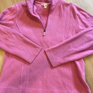 Quarter-Zip Scoop Neck Sweater in Pink